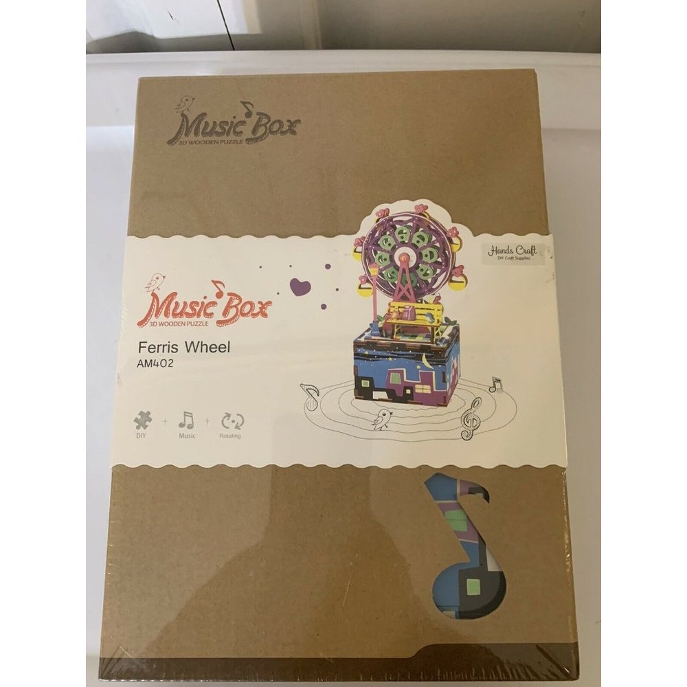 New Robotime DIY 3D Wooden Puzzle‎ Music Box Craft Making Kit:Ferris Whee…